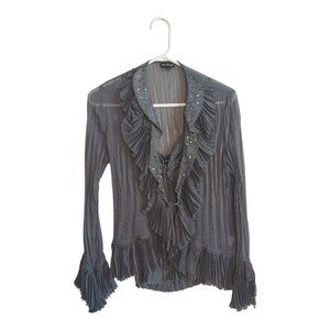 Vintage Grege Paris Silk Blouse Size 3 | Victorian Ruffle Gothic Romantic Top